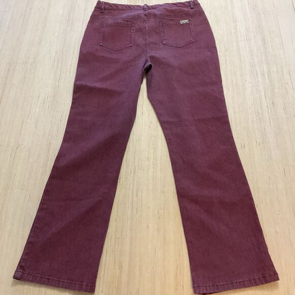 DG2 by Diane Gilman Jeans Women Size 14 Red Pinstriped Flat Front Wide Leg Logo - Picture 2 of 7